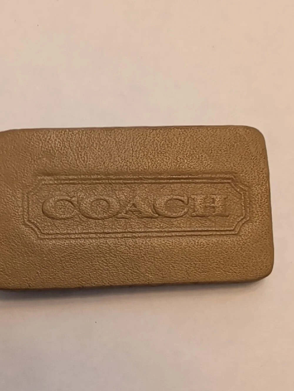 Coach Leather Hang Tag with Silver Ball Chain